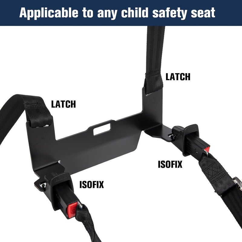 JHKLS Universal Car Seat Mount Bracket for SUVs MPVs and Off-Road Vehicles, Child Safety Car Seat Latch Anchor Kit for ISOFIX Belt Connector, 321*144*85/95mm Latch Interface Mount Bracket - Image 2